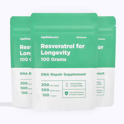 3-Pack of 100g Pure Resveratrol Powder for DNA Repair