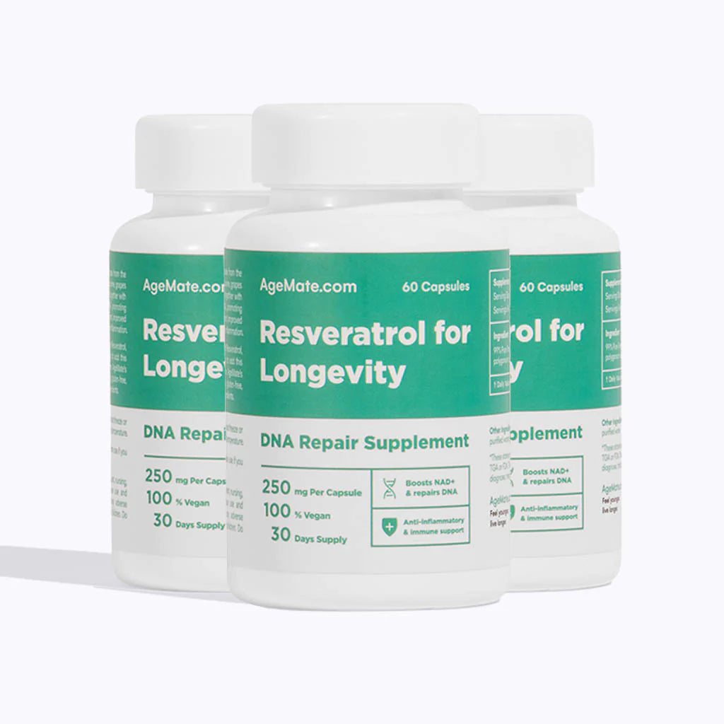 3-Pack of Resveratrol Supplement for DNA Repair (60 x 250mg Capsules)